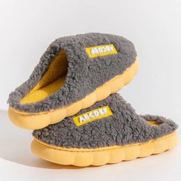 Slippers Men Home Non Slip Cotton Cute Colourful Slipper Autumn Winter Indoor Non-Slip Thick Sole Fluffy Plush