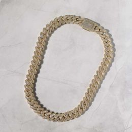 2024 Hot Sale Shiny 18k Gold Plated 925 Silver 15mm Iced Out Moissanite Baguette Cuban Link Chain