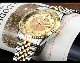 TEVISE Fashion Automatic Men Watch Luminous Mechanical Watches Gold Dial Skeleton Men Watch Business Men039s Wristwatches4173655