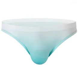 Underpants 1pc Men's Gradient Colour Briefs Thongs Low Waist Underwear Sexy Bikini U-convex Pouch Man Panties