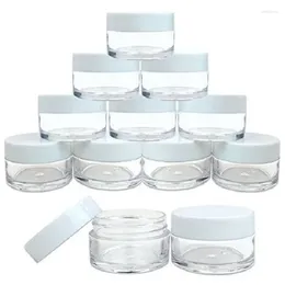 Storage Bottles 5pcs 2g/3g/5g/10g/15g/20g Plastic Clear Cosmetic Jars Container White Lid Lotion Bottle Vials Face Cream Sample Pots Gel