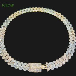 Hip Hop Jewelry 925 Sterling Silver 2 Tone Iced Out Custom Initial Cuban Necklace Baguette Cut Vvs Moissanite Cuban Link Chain