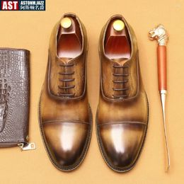 Dress Shoes Men's Oxford Business Brown Derby Genuine Leather Suit Wedding Groom's