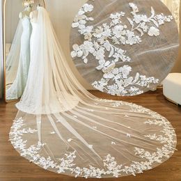 Bridal Veils Wedding Veil 3 Metres Elegantes Full Appliqued Long Ivory 2024 Accessories Boda Velo De Novia