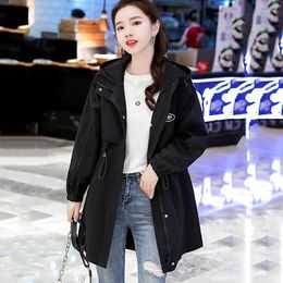 Women's Trench Coats Coat Women Spring Autumn High-End Windbreaker Jacket Long Fashion Female Casual Hooded Parka Overcoat With Lining