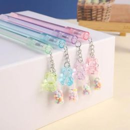 Pens 36 pcs/lot Kawaii Crystal Bear Pendant Gel Pen Cute 0.5mm Black Ink Pens Stationery Office School Writing Supplies wholesale