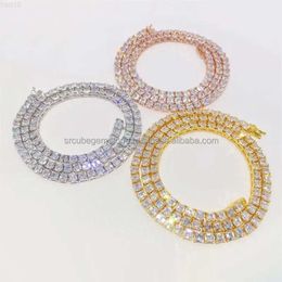 Luxury Moissanite Iced Out Tennis Chain Factory Wholesale Gold Plated 925 Silver Vvs Men Womens Fine Jewellery Necklaces