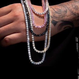 Customized 925 Silver Red Blue Green Black Pink Rainbow Diamond Tennis Chain Bracelet Colorful Moissanite Tennis Necklace