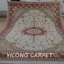 Carpets Yilong 10'x14' Persian Traditional Oriental Wool Rugs Beige Exquisite Area Carpet (1491)