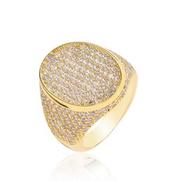 Hip Hop Oval Ring Micro Set Diamond Full Diamond Personalised Fashion Brand Men's Rap Diamond Ring Accessories ...