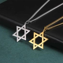 Pendant Necklaces Amulet David Star Men Pendant Necklace Gold Colour Kabbalah Je Charms Judaica Israel Religious Symbols Supernatural Jewellery Y240420