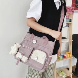 Evening Bags Japanese Student JK Uniform Shoulder Bag Korean Teen Girls Kawaii Canvas Crossbody Casual Large Capacity Messenger Handbag