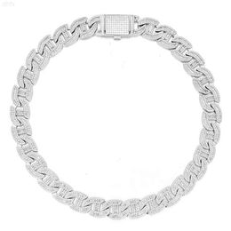 Hip Hop Jewellery 12mm White Gold Plated Iced Out Cuban Link Cz Prong Cuban Link Chain Necklace Diamond Cuban Chain