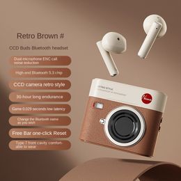 CCD retro camera, true wireless Bluetooth earphones, noise reduction for male and female calls, 2023 new semi in ear style