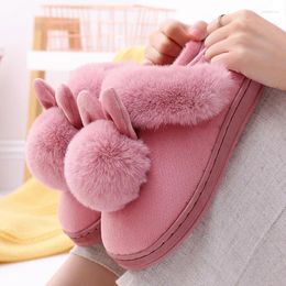 Slippers Long Eared Couple Women's Winter Warmth Thickened Indoor Comfort Warm Flat Shoes Cotton