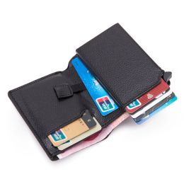 Holders Men Antitheft Aluminum Box Credit Card Case for Women RFID Blocking Hasp Card Wallet Pop Up Card holders Zipper Mini Coin Purse