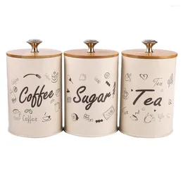 Storage Bottles Kitchen Sugar/coffee/tea Candy Home 3pcs/set Iron Box Jars Canisters Sealed Metal Organiser