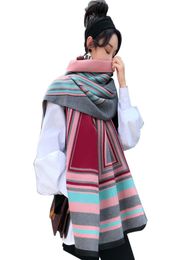 2019 Thick Faux Cashmere Fashionable Patchwork Scarfs for Women Winter Poncho Feminine Coat Scarf Women039s Tippet Shawl Pashmi1626498
