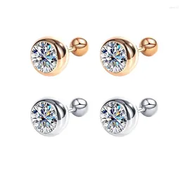 Stud Earrings QZE001 Lefei Fashion Trendy Classic 1Ct Moissanite Bubbles Screw Ball For Women Silver 925 Party Jewellery Gift Match-all