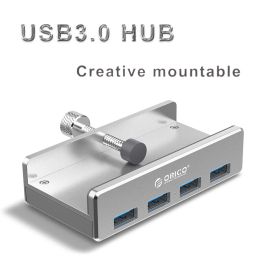 Hubs USB3.0 HUB Mountable To Monitor Table Desk Extended 4port Aluminium USB HUB Support Power Charging 5Gbps Transmission USB Socket