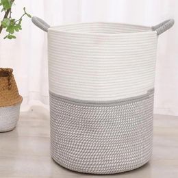 Laundry Bags Cotton Rope Woven Basket Capacity Storage With Easy Carry Handles For Home Organisation Toys House-moving