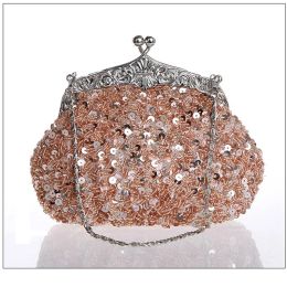 Bags 2022 New Fashion Vintage Beaded Evening Bag Embroidered Bag Handbag Diamond Sequined Clutch Hand Bag Bride Bag Free Shipping