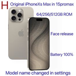 Apple Authentic Original iphone Xs max in 15promax 14 promax Style phone unlocked, 15promax box and camera Look 4G RAM 256GB ROM smartphone with 100% battery life