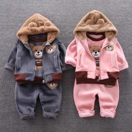 Clothing Sets Kids 3pcs Autumn And Winter Cartoon Baby Boys Tracksuit Children Girls Hoodie Toddler Casual Thick Costumes 0-4Y