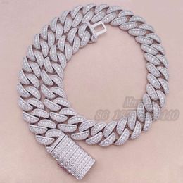 S925 with Vvs Moissanite Fashion Jewelry Custom Necklace Silver Diamond Luxury Cuban Link Chain 18mm Icedout Cuban Chain