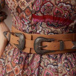 Belts Western Style Light Luxury Retro Buckle Elastic Waistband Adjustable European Women's In Stock