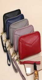 Women short Organiser wallet Solid Colour Hasp Mini Wallets Womens bags whole Credit Card Genuine leather Blackredgrey Q37X282612254