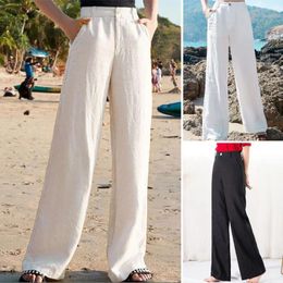 Women's Pants Ladies Wide-leg Women Trousers Stylish High Waist Wide Leg With Button Closure Pockets For Elegant Fall