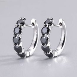 New Arrival Fine Jewellery 925 Sterling Silver Pass Diamond Tester Black Vvs Moissanite Diamond Hoop Earrings for Men