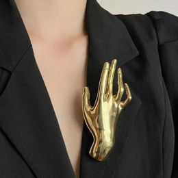 Brooches Metal Smooth Palm Brooch Hand-shaped Large Broochs Women Men Punk Unique Creative Suit Pins Party Jewellery Accessories Shawl Clip
