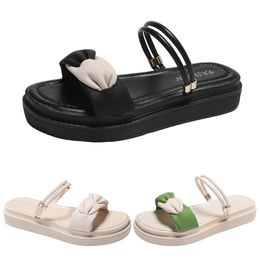 Free Shipping Women Sandals Shoes Low Heels Flat Solid Black White Green Slippers Slides Womens Summer Shoes GAI