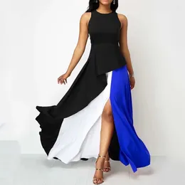 Casual Dresses Zoctuo Fashion Long Prom Dress For Women 2024 Elegant Round Neck Sleeveless Slim Split Maxi Birthday Party Club Night Out