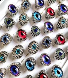 Whole 30pcslot Top Mixed Devil039s Demon Gothic Eye Ring Mens Punk Biker Rings Vintage Unique Jewellery Man Gift Party Favor37004299835629