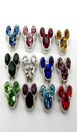 120pcslot mouse head birthstone 10pcs each Colour good quality alloy DIY floating charms for glass living memory lockets5602112