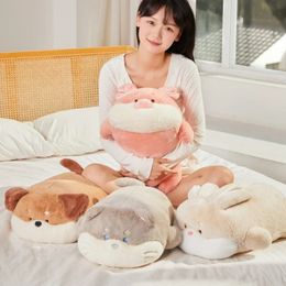 55cm Super Soft Stuffed Animal Plushies Lying Sleep Cats Dog Pig Rabbit Hug Pillows Bedroom Kwaii Cute Stuff For Kids 240418