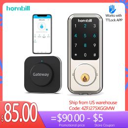 Control Hornbill Remote Unlock Smart Door Lock With Gateway Wifi Password TTLock App Key Keyless Unlock Locks For Home Safe Apartment