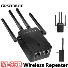 Routers GRWIBEOU Wifi Router Wireless Repeater Wifi Extender 300M Signal Amplifier 4 antennas Repeater Wifi Extender For Office Home