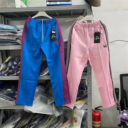 Men's Pants Ribbon Striped Needles Man To Jogger Straight Stretch Sweatpants 1:1 Butterfly Embroidery Zipper Pocket Trousers