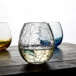 Wine Glasses Vintage Crystal Glass Cup Egg-shaped Ice Crack Whiskey Nordic Juice Bar Drink Cold Water Cups Personalit