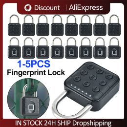 Control 15pcs Smart Lock Fingerprint Padlock Batterypowered IP67 Waterproof Anti Theft Padlock Quick Unlock Keyless Password Door Lock