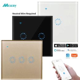 Control Smart Wifi Tuya Eu Light Electrical Wall Switches Touch Glass Panel Wireless Voice Remote Control by Ewelink Alexa Google Home