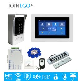 Cameras Free Shipping WIFI 7" Touch Screen LCD Video Intercom Door Phone Record Kit Code Keypad IC Outdoor Camera Electric Magnetic Lock