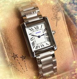 Super Silent square quartz womens watches 28mm solid fine stainless steel belt clock small roman number tank dial Metal Modern Design wristwatch montre de luxe gifts