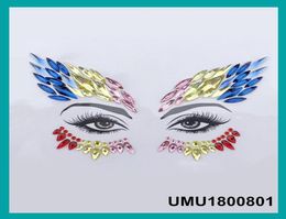 Tattoo Face Jewels Women Sexy Crystal Eyes Gems Sticker Music Day Party Makeup Body Art Flash Glitter Sticker 4 pieceslot1419553