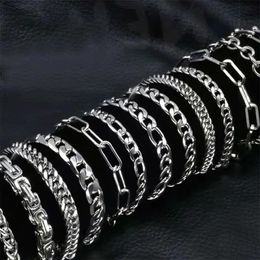 316L Stainless Steel Cuban Chain Bracelet for Men Women Figaro Vintage Metal Viking Kpop Pulseras Emo Cute Luxury Jewelry Gift 240417