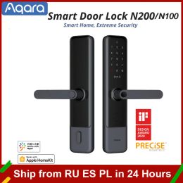 Control Aqara N100 N200 Smart Door Lock Fingerprint Lock Fit For Bluetooth Password NFC Unlock Work With Xiaomi Home HomeKit Smart Home
